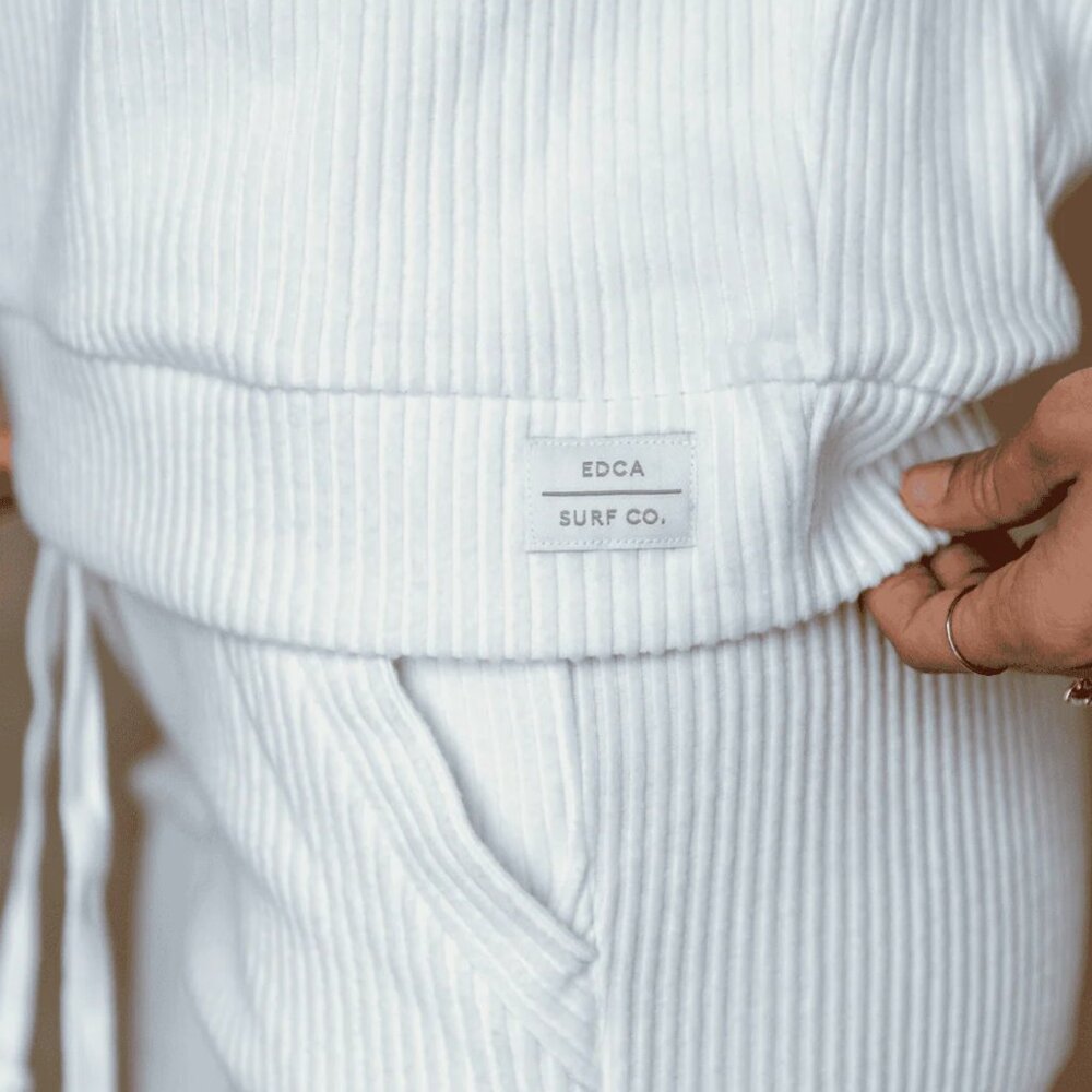 EVERYDAY CALIFORNIA Malibu Ribbed Hoodie in White NWT - Picture 5 of 11